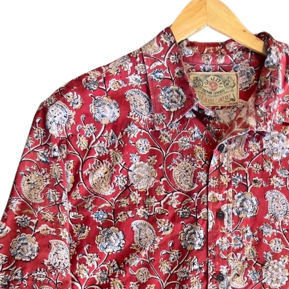 Vintage Ralph Lauren Polo Jeans Co. Quality Denim Goods Print Camp Shirt - Picture 4 of 16